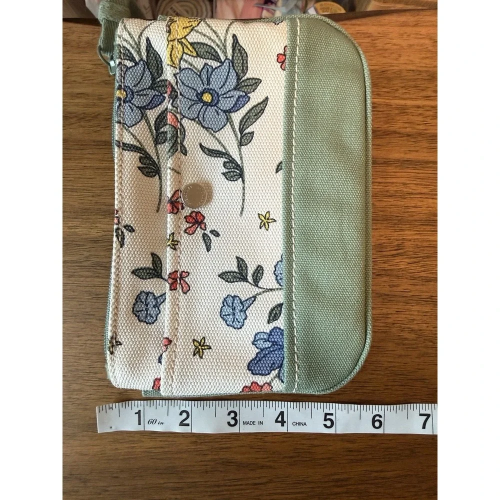 Lands' End Medium Canvas Zipper Pouch Wristlet‎ Floral